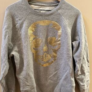 Zadig & Voltaire Upper Skull Metallic Gold Crewneck Sweatshirt XS